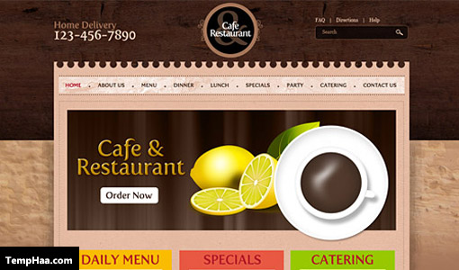 طرح لایه باز قالب سایت برای رستوران و کافی‌شاپ